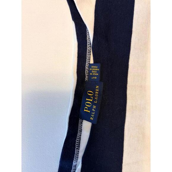 Polo Ralph Lauren Navy Blue & White Striped Top (Large) - Picture 3 of 3